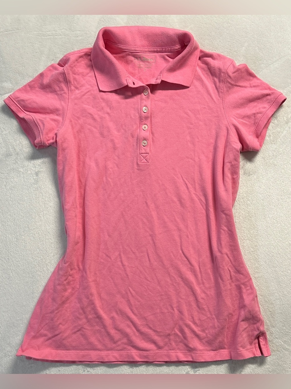 Y2K LL BEAN women's pink slightly fitted short sleeve polo top, S.